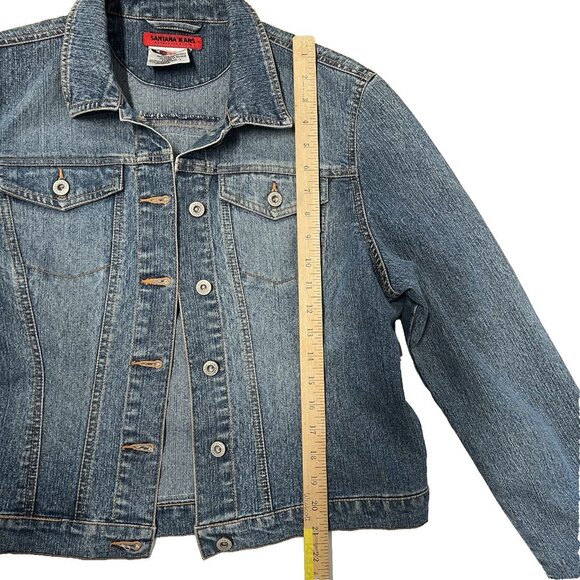 Ladies Santana jean jacket large black white floral motif in back boho lace - Picture 3 of 9